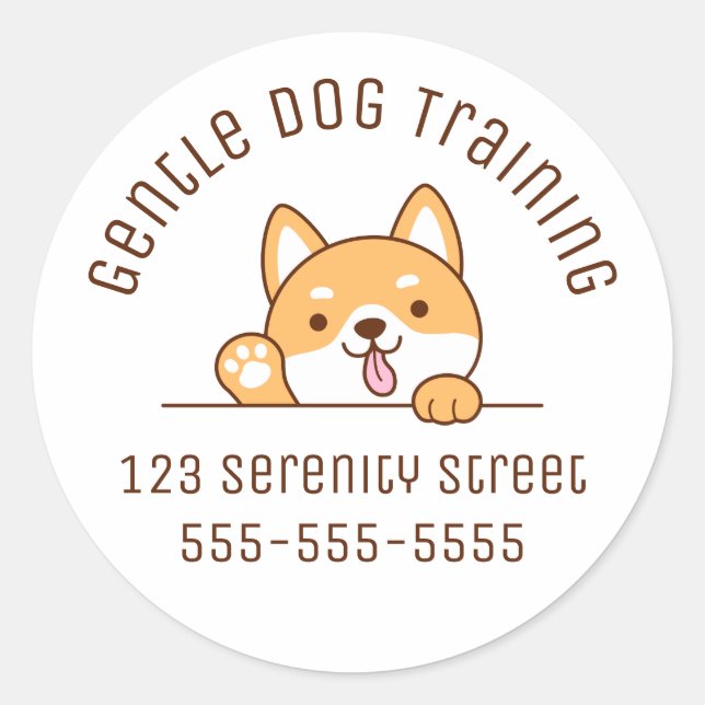 Sticker Rond Cute Shiba Inu Corgi Chien Pékin (Devant)