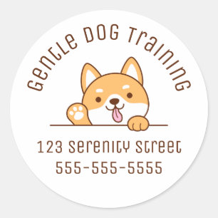 Sticker Rond Cute Shiba Inu Corgi Chien Pékin