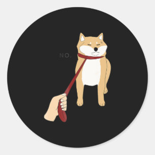 Sticker Rond Cute shiba inu Nope chien drôle design