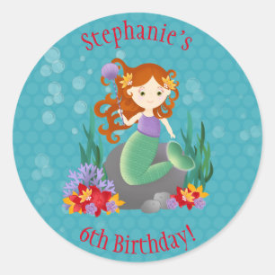 Sticker Rond Cute sirène