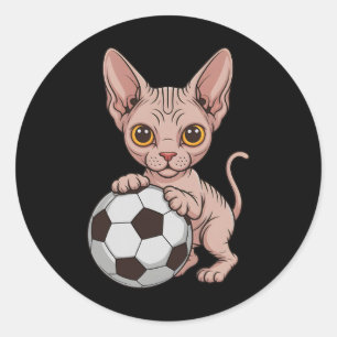 Sticker Rond Cute Soccer Sphynx Juste Fille Qui Aime Les Chats