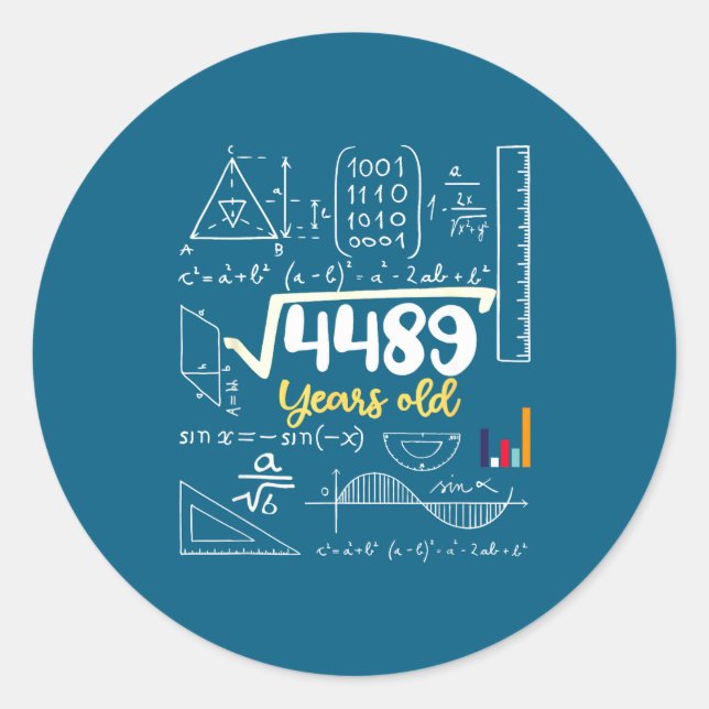 Sticker Rond Cute Square Root Years Old Seven Teacher 67 Six 7  (Devant)