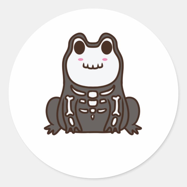Sticker Rond Cute squelette Halloween grenouille (Devant)