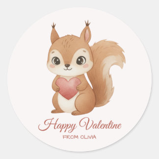 Sticker Rond Cute Squirrel with Heart Valentine's Day
