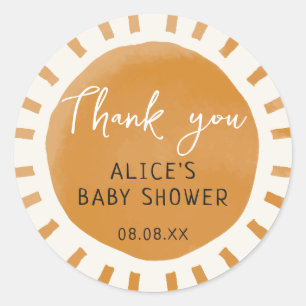Sticker Rond Cute Sunshine Boho Baby shower Merci