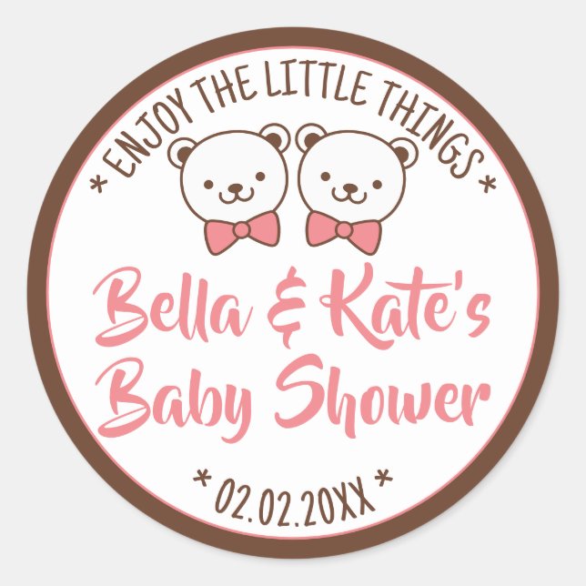 Sticker Rond Cute Teddy Bear Rustique Nostalgale Baby showers C (Devant)