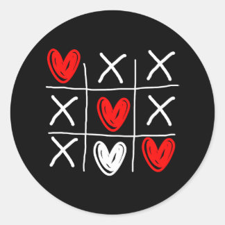 Sticker Rond Cute Tic Tac Toe Hearts Valentines Day