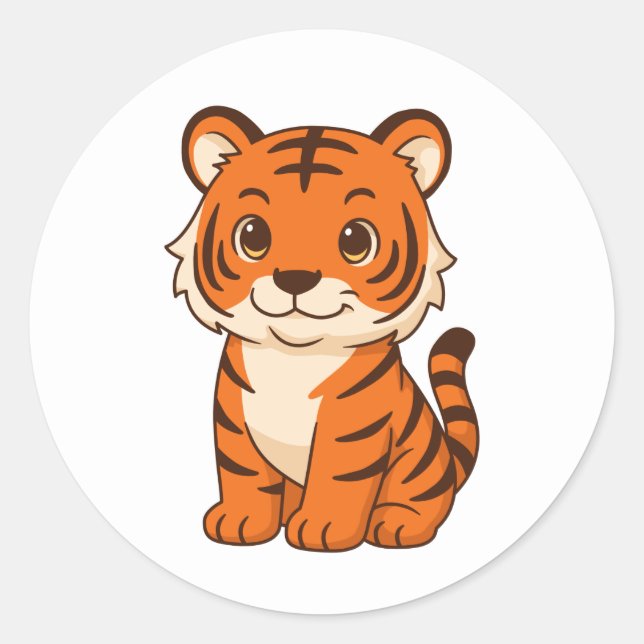 Sticker Rond Cute Tiger Cub (Devant)