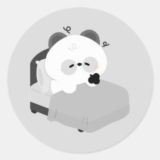 Sticker Rond Cute Tired Panda