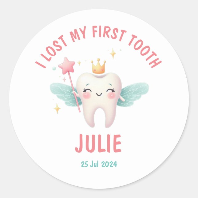 Sticker Rond Cute Tooth Fairy Personnalisable (Devant)