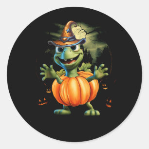 Sticker Rond Cute tortue de mer Citrouille Halloween Costume Oc