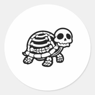 Sticker Rond Cute Tortue Halloween Squelette Tortue Fossiles Ar