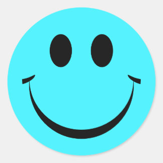 Sticker Rond Cute Turquoise Happy Face Personnalisé