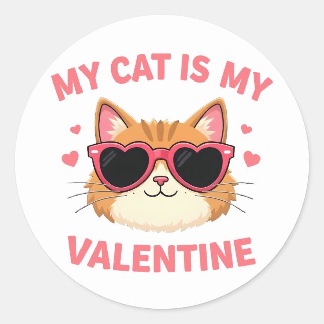 Sticker Rond Cute Tuxedo Chat Valentine's Day Amoureux des chat (Devant)
