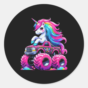 Sticker Rond Cute Unicorn équitation Monster Camion