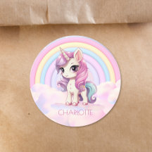 Cute Unicorn Rainbow School Nom personnalisé