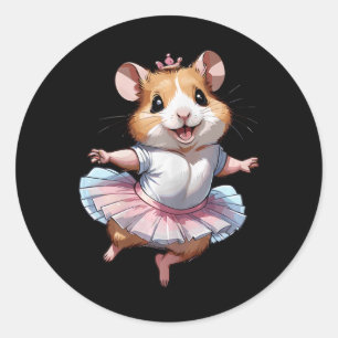 Sticker Rond Cute Unique Et Moderne Hamster Ballet Et Ballerin