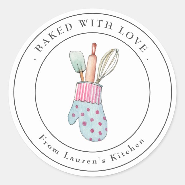 Sticker Rond Cute ustensiles de cuisine Boulangerie (Devant)