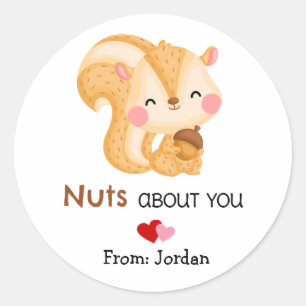 Sticker Rond Cute Valentine's Day Écureuil Nuts À propos de vou