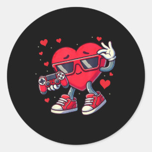 Sticker Rond Cute Valentines Day Love Heart Game Controller Gar
