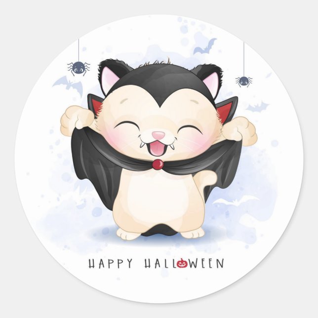 Sticker Rond Cute Vampire Halloween (Devant)