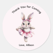 Cute Watercolor Bunny Ballerina Birthday 