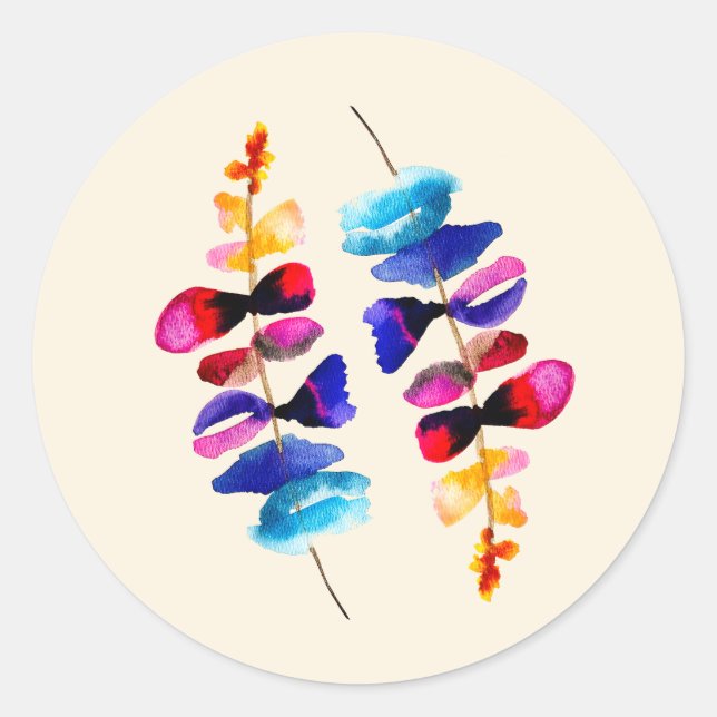 Sticker Rond Cute watercolor floral design (Devant)