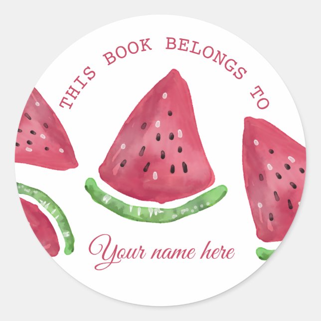 Sticker Rond Cute Watercolor Watermelon Plaque personnalisée (Devant)