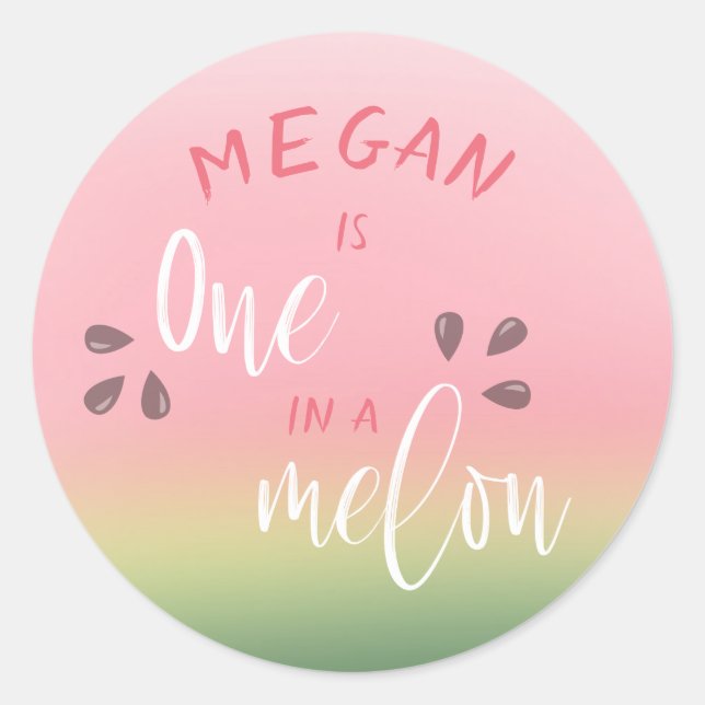 Sticker Rond Cute Watermelon "One In A Melon" Thème Tropical (Devant)