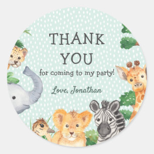Sticker Rond Cute Wild One Rain Forest Merci fête d'anniversair