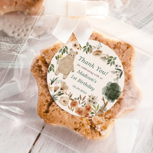 Sticker Rond Cute Woodland Animaux 1er Anniversaire