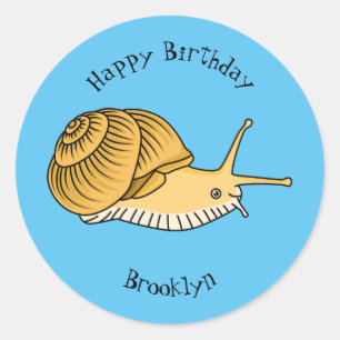 Sticker Rond Cute yellow snail cartoon