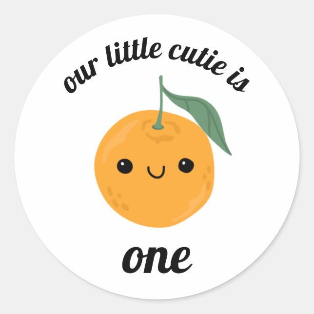 Sticker Rond Cutie Orange Clementine Kawaii Face Tangerine (Devant)