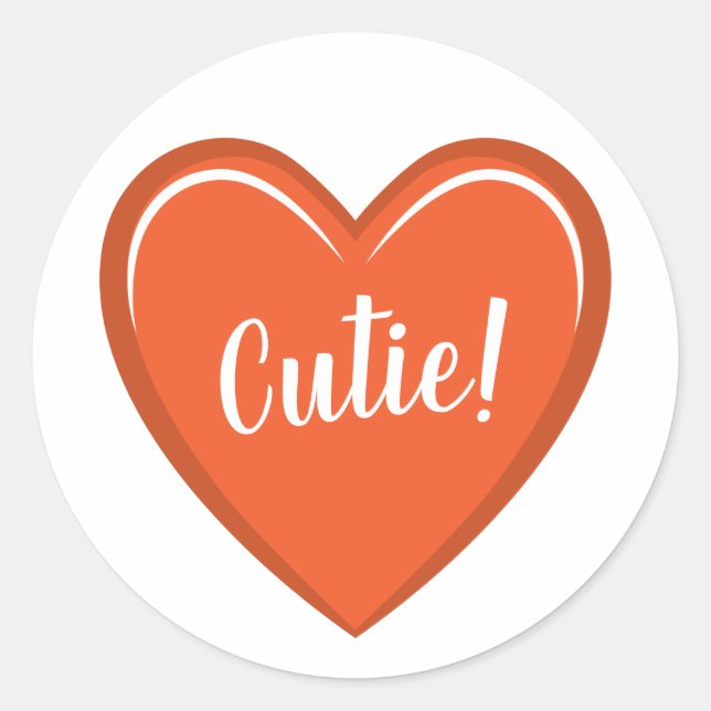 Sticker Rond Cutie Orange Heart Graphic (Devant)