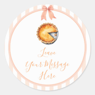 Sticker Rond Cutie Pie Orange En vichy Aimez Votre Message Ici