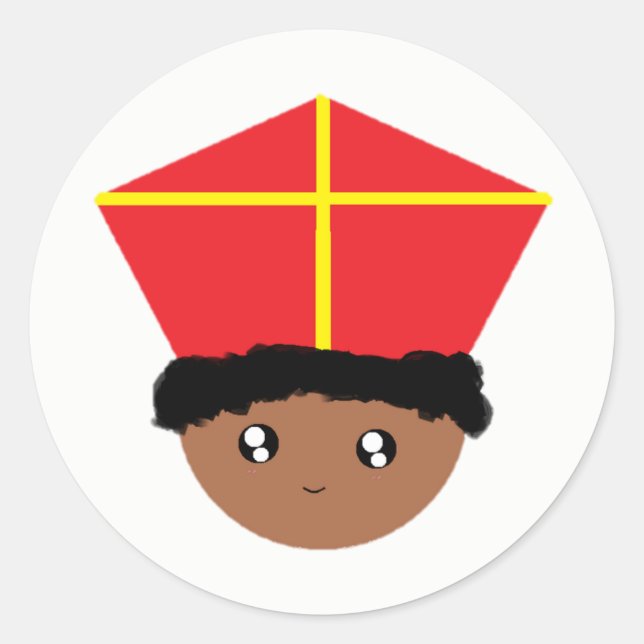 Sticker Rond Cutieful Kids Art St. Nicholas Miter Zwarte Piet (Devant)