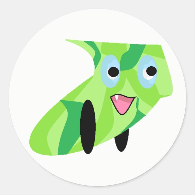 Sticker Rond Cutit Kids Art Design Jote Chien Chiot Vert (Devant)