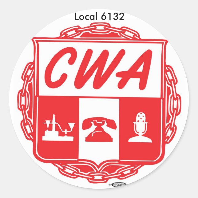 Sticker Rond CWA_AUSTIN_LOGO, IBT-GCC_bug_small, Local 6132 (Devant)