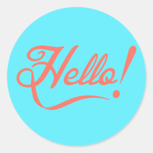 Sticker Rond Cyan doux et Bittersweet Bonjour
