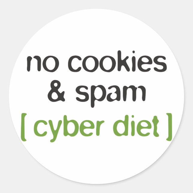 Sticker Rond Cyber Diet - Pas de cookies et de spam (Devant)