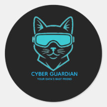 Cyber Guardian Neon Cat - Tech & Laptop Vinyl Stic