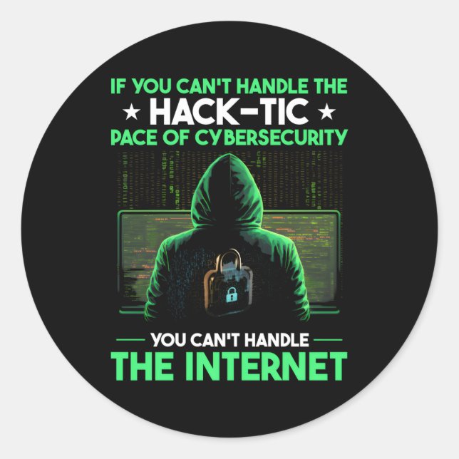 Sticker Rond Cyber-Guerrier Pour Spécialiste De La Cybersécurit (Devant)