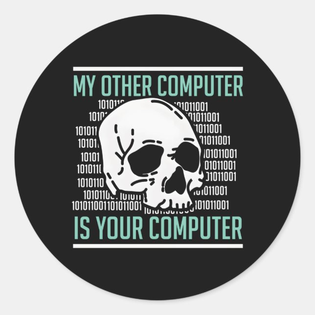 Sticker Rond Cyber Hacker Computer Security Expert Cybersecurit (Devant)