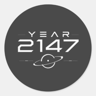 Sticker Rond Cyberpunk Avenir Année 2147 Sci-Fi Rétro Futurisme