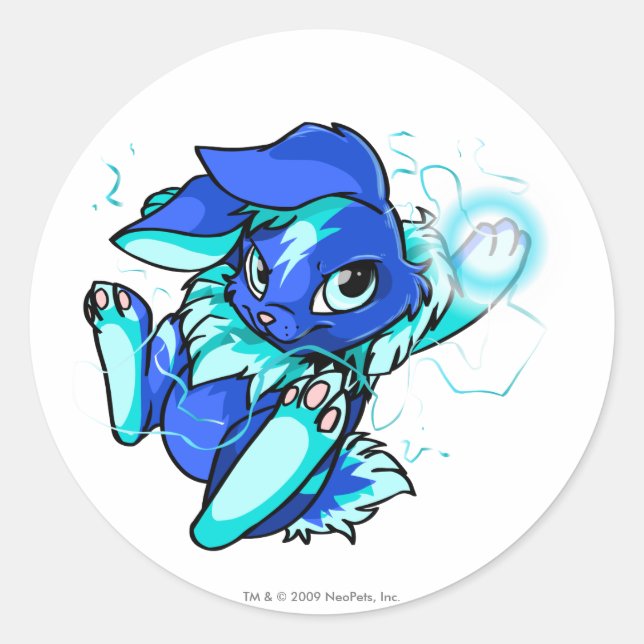 Sticker Rond Cybunny jaune avec étoiles (Devant)