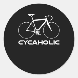 Sticker Rond Cycaholic Vélo Addict Funny Cycliste Logo