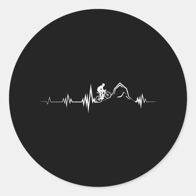 Sticker Rond Cycling Heartbeat Racing Bicycle Mountain Bike (Devant)