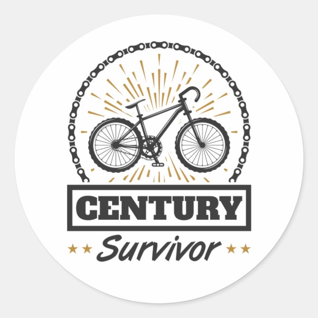 Sticker Rond Cyclisme Survivant du siècle 100 Miles Course Vélo (Devant)