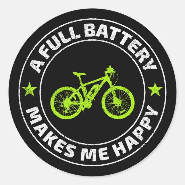 Sticker Rond Cycliste Cycliste E-Vélo Électrique E-Vélo (Devant)
