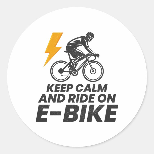 Sticker Rond Cycliste Cycliste E-Vélo Électrique E-Vélo (Devant)